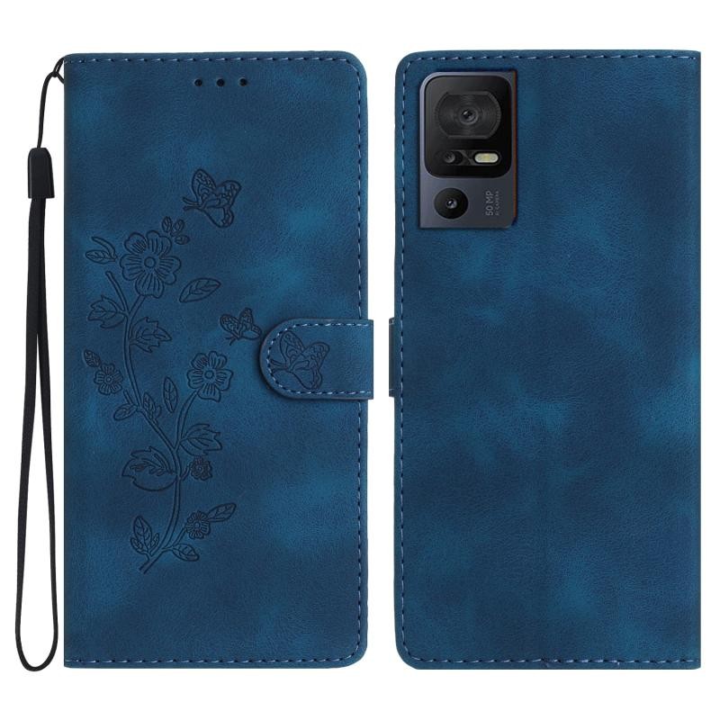 TCL 40 SE Butterfly Flower Θήκη Πορτοφόλι Blue