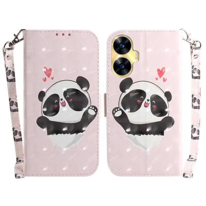 Realme C55 3D Colored Θήκη Πορτοφόλι Heart Panda