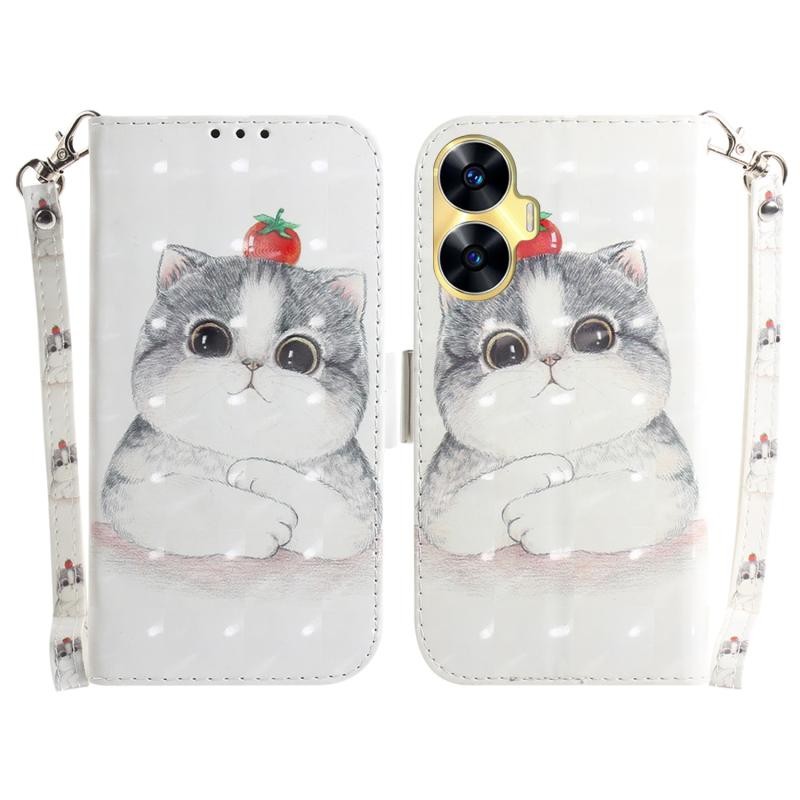 Realme C55 3D Colored Θήκη Πορτοφόλι Cute Cat