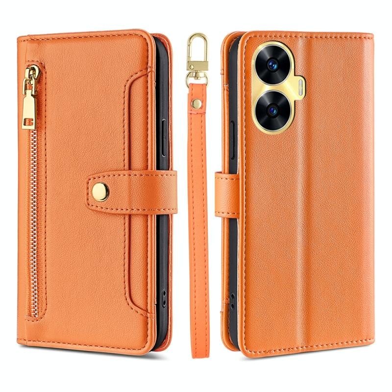 Realme C55 Cross-body Zipper Sheep θήκη με Λουράκι Orange