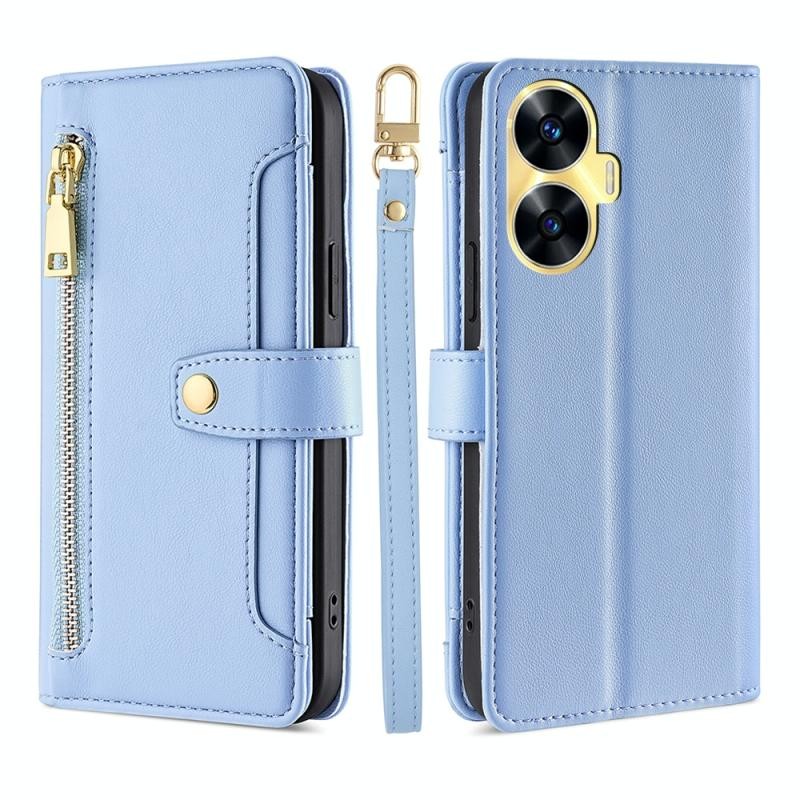 Realme C55 Cross-body Zipper Sheep θήκη με Λουράκι Blue