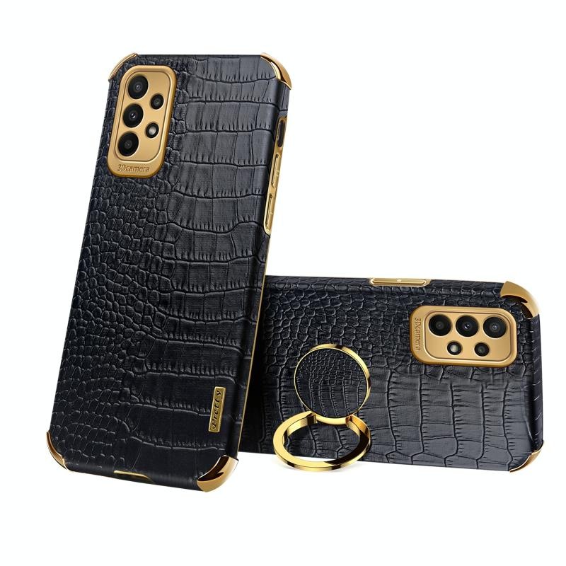 Samsung Galaxy A23 5G Crocodile Θήκη Σιλικόνης με Δαχτυλίδι Black