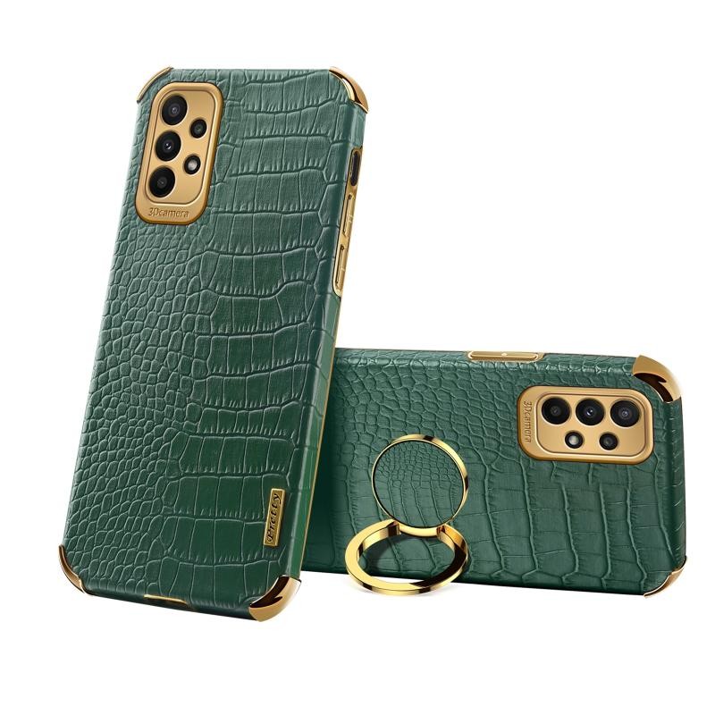 Samsung Galaxy A23 5G Crocodile Θήκη Σιλικόνης με Δαχτυλίδι Green