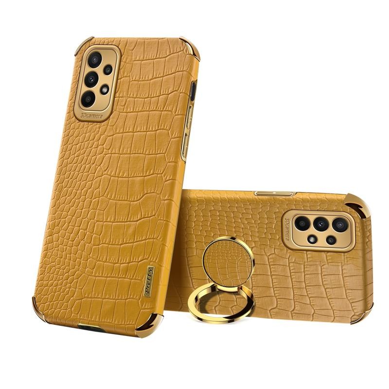 Samsung Galaxy A23 5G Crocodile Θήκη Σιλικόνης με Δαχτυλίδι Yellow