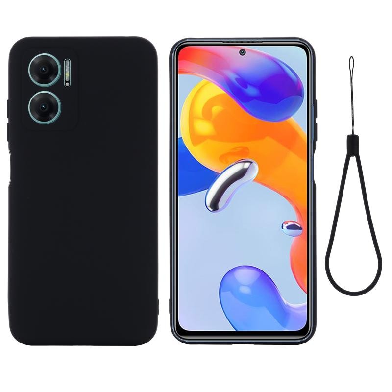 Xiaomi Redmi 10 5G Solid Color Liquid Silicone Dropproof Θήκη Σιλικόνης Black
