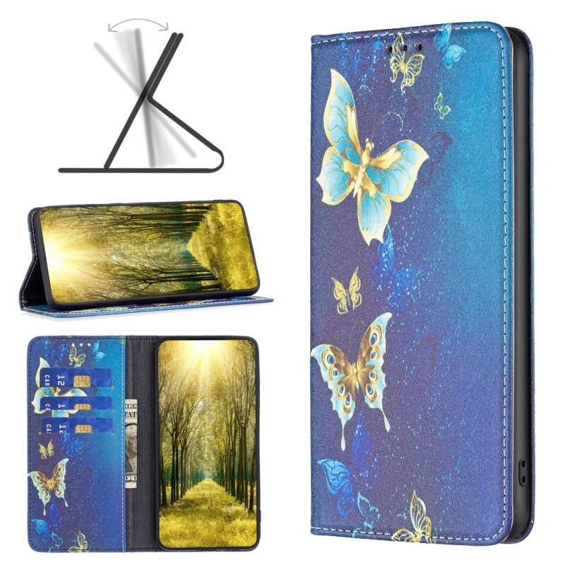 Xiaomi Redmi 10 5G Colored Drawing Θήκη Βιβλίο Gold Butterflies
