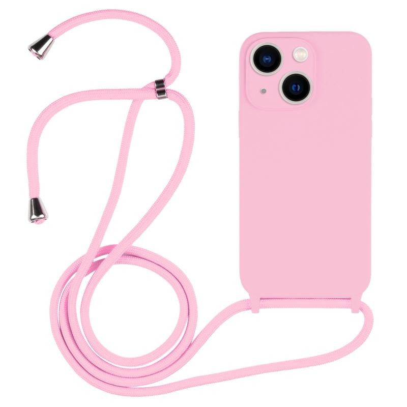 Apple iPhone 13 Liquid Color Θήκη Σιλικόνης με Λουράκι Pink