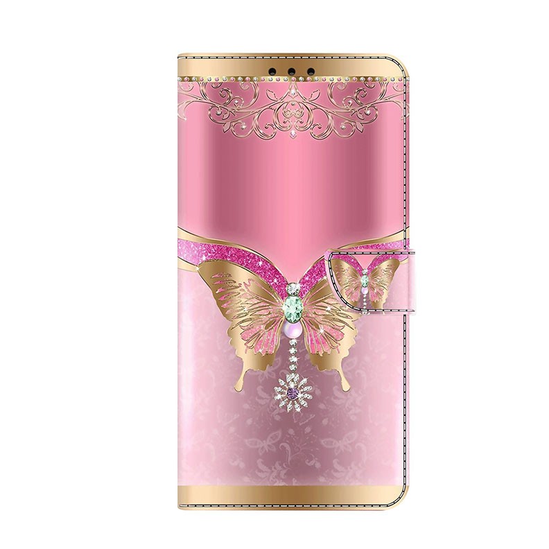Samsung Galaxy A04s Crystal 3D Θήκη Πορτοφόλι Pink Bottom Butterfly
