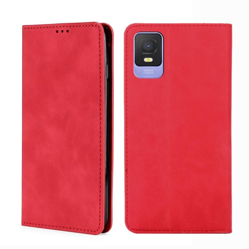 TCL 403 Skin Feel Magnetic Leather Θήκη Βιβλίο Red