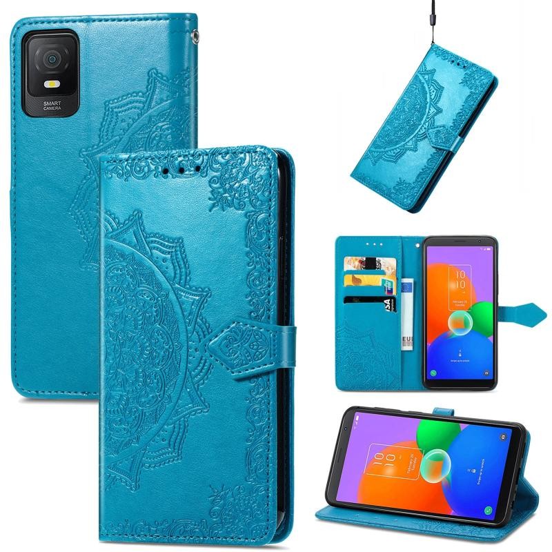 TCL 403 Mandala Embossed Θήκη Πορτοφόλι Blue