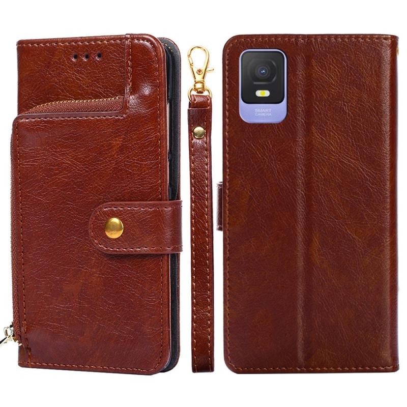 TCL 403 Zipper Bag Θήκη Πορτοφόλι Brown
