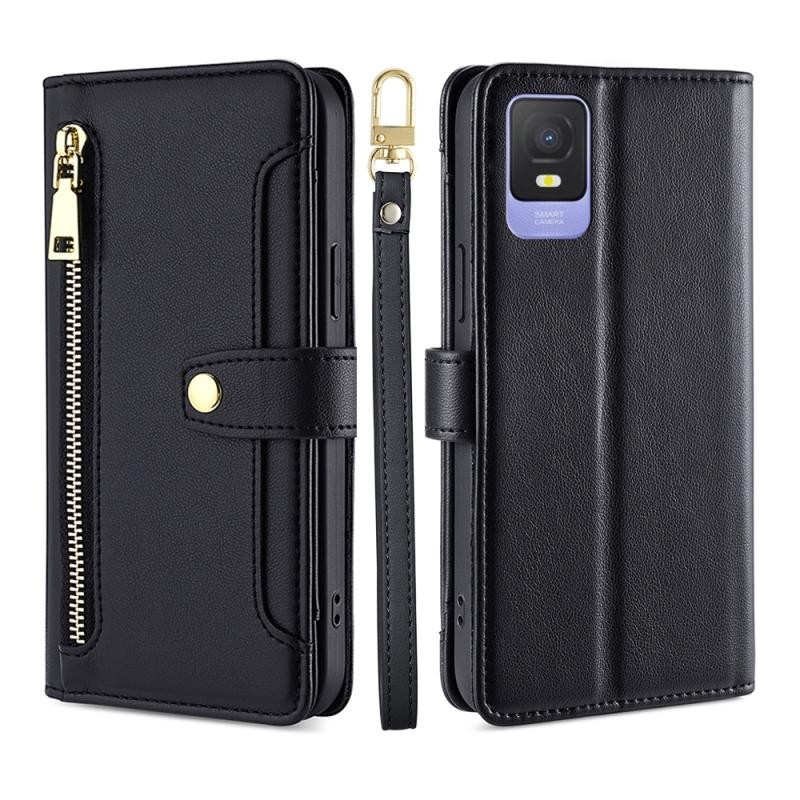 TCL 403 Zipper Θήκη Πορτοφόλι με Λουράκι Black