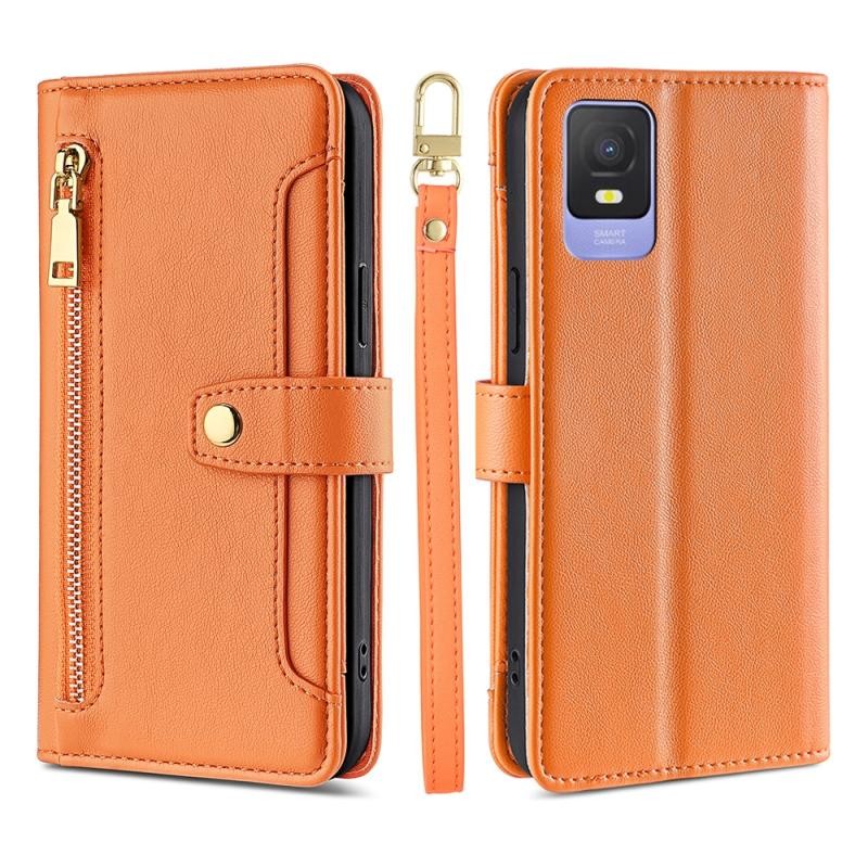 TCL 403 Zipper Θήκη Πορτοφόλι με Λουράκι Orange