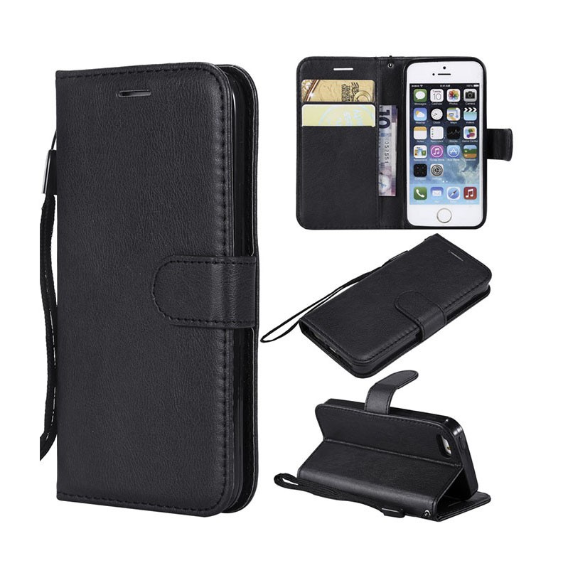 Apple iPhone SE/5s/5 Basic Θήκη Πορτοφόλι Black