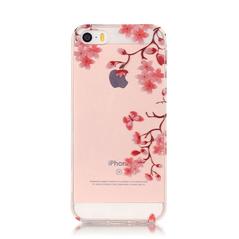 Apple iPhone SE/5s/5 Painted Διάφανη Θήκη Σιλικόνης Pretty Flowers