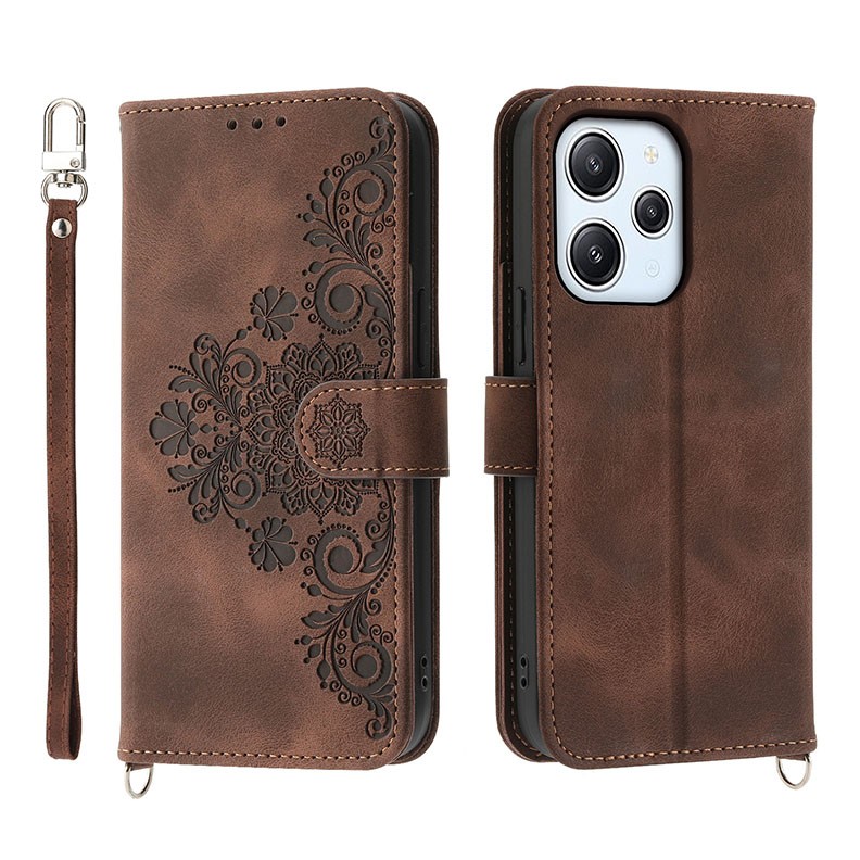 Xiaomi Redmi 12 4G Flowers Θήκη Πορτοφόλι Brown
