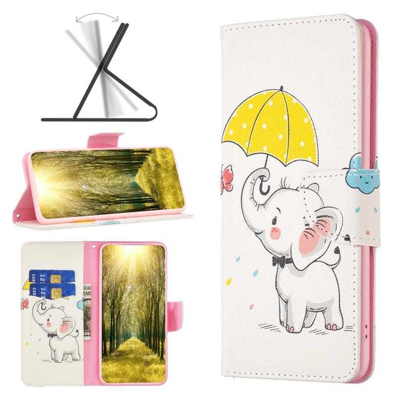 Xiaomi Redmi 12 4G Colored Drawing Θήκη Πορτοφόλι Umbrella Elephant