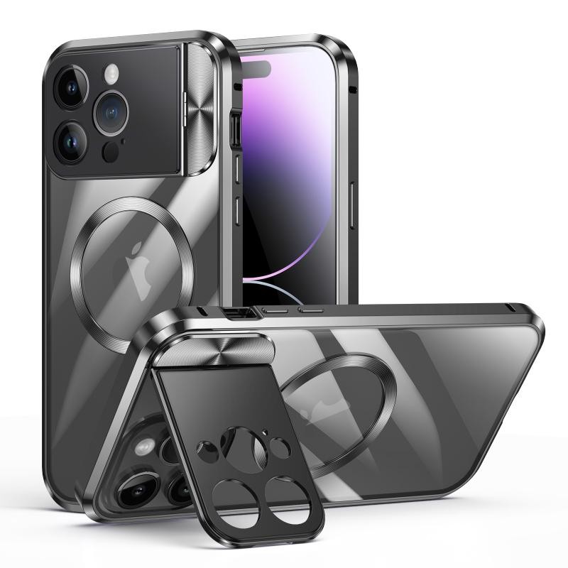 Apple iPhone 14 Pro Large Window Metal Σκληρή Θήκη Black