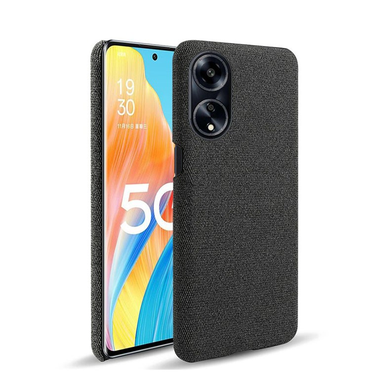Oppo A98 Felt Cloth Σκληρή Θήκη Black