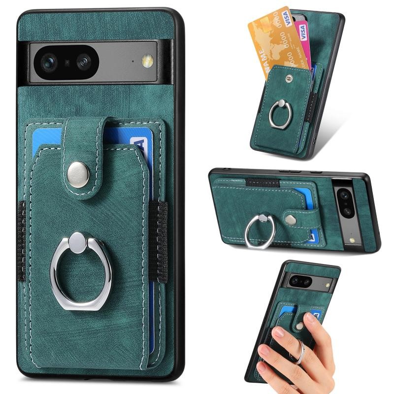 Google Pixel 7 5G Ring Σκληρή Θήκη με Πορτοφόλι Green