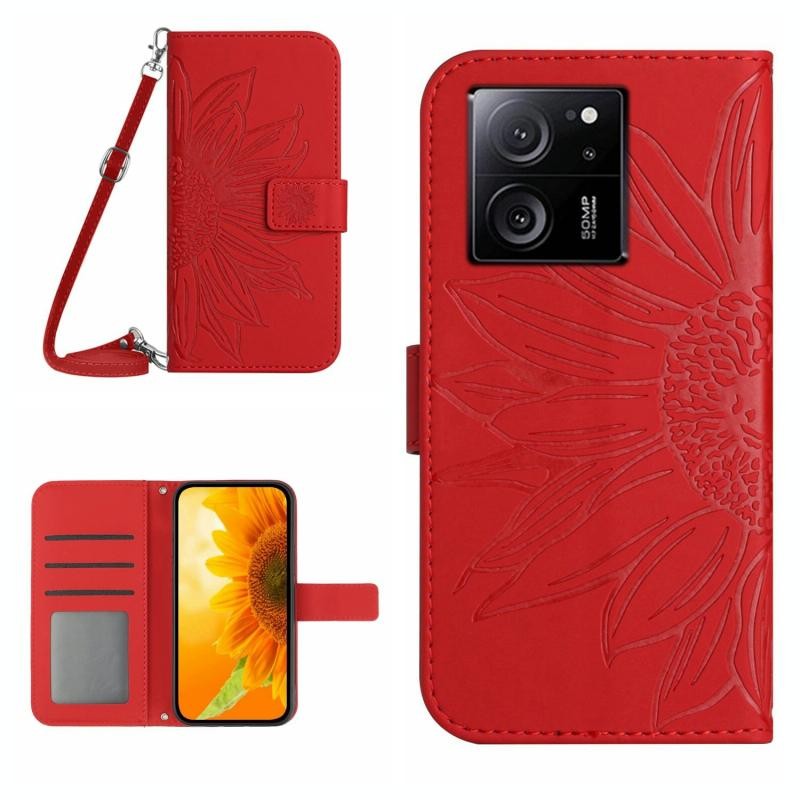 Xiaomi 13T / 13T Pro Sun Flower Θήκη Πορτοφόλι με Λουράκι Red