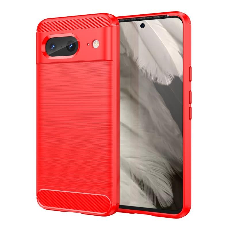 Google Pixel 8 5G Brushed Carbon Θήκη Σιλικόνης Red