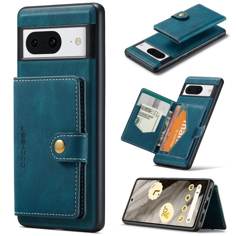 Google Pixel 8 5G JEEHOOD Retro Σκληρή Θήκη με Πορτοφόλι Blue