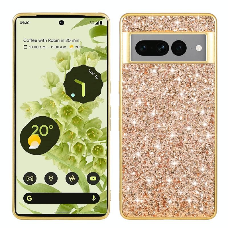 Google Pixel 8 5G Glitter Powder Θήκη Σιλικόνης Gold