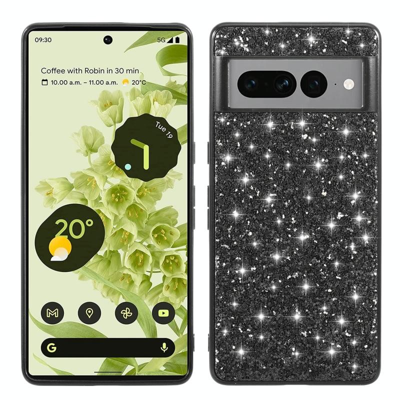Google Pixel 8 5G Glitter Powder Θήκη Σιλικόνης Black