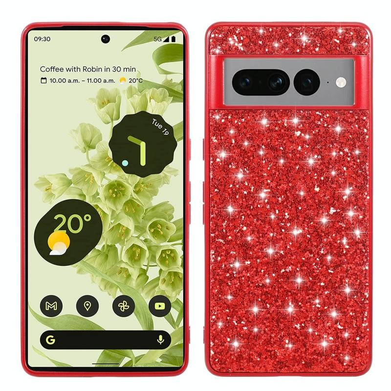 Google Pixel 8 5G Glitter Powder Θήκη Σιλικόνης Red