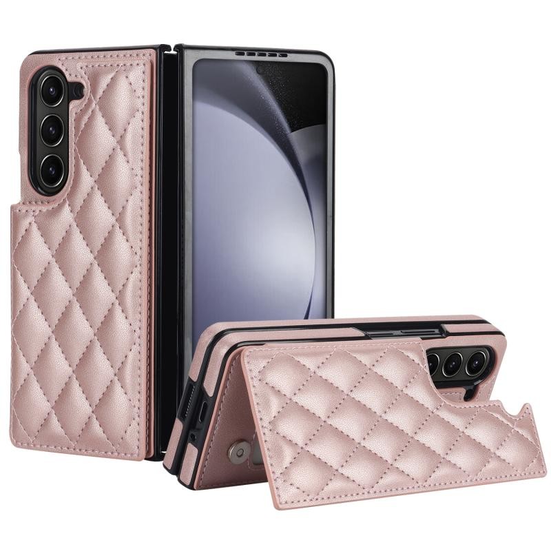 Samsung Galaxy Z Fold5 5G Puff Rhombus Σκληρή Θήκη Rose Gold