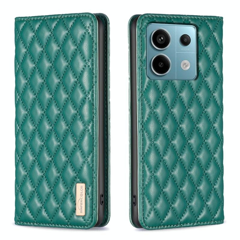 Xiaomi Redmi Note 13 Pro 5G/Poco X6 5G Puff Rhombus Θήκη Βιβλίο Green