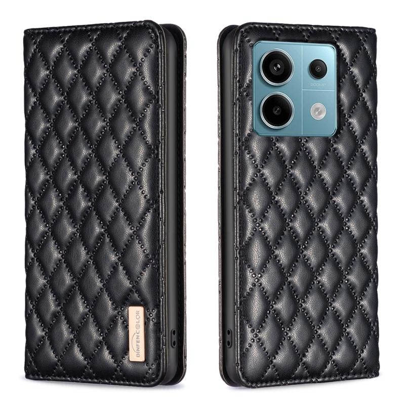Xiaomi Redmi Note 13 Pro 5G/Poco X6 5G Puff Rhombus Θήκη Βιβλίο Black