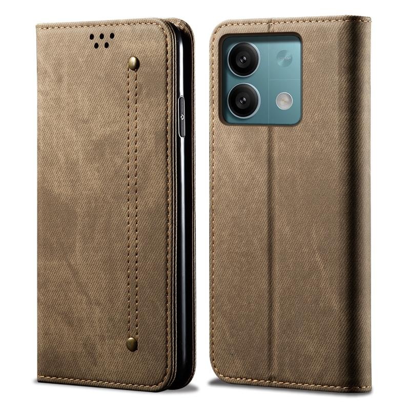 Xiaomi Redmi Note 13 Pro 5G/Poco X6 5G Denim Texture Θήκη Βιβλίο Khaki
