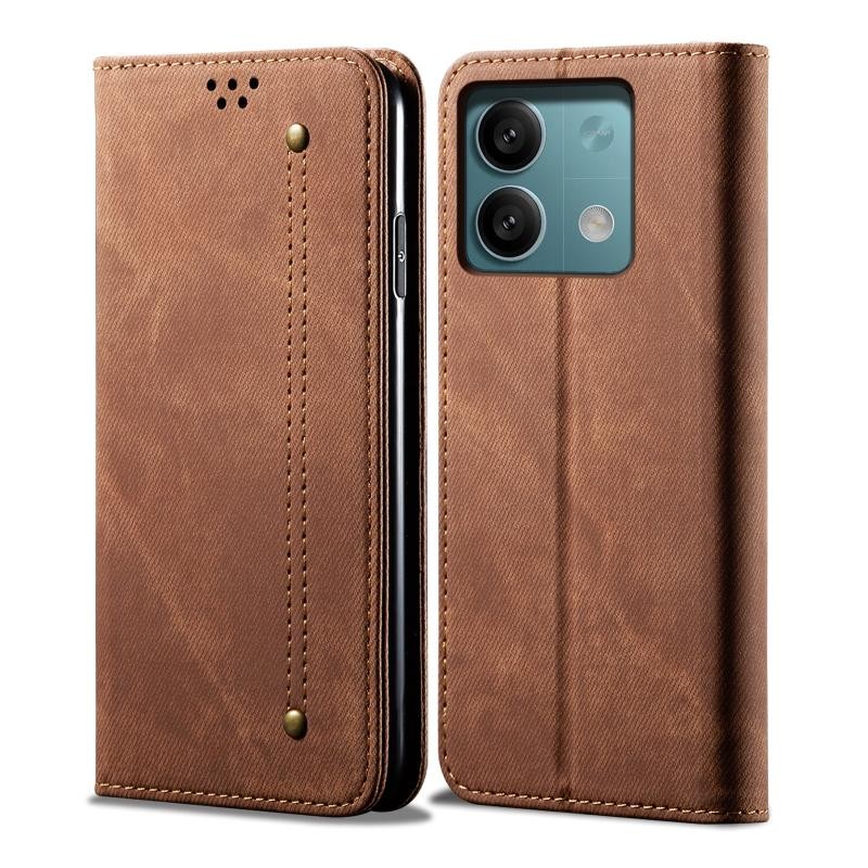 Xiaomi Redmi Note 13 Pro 5G/Poco X6 5G Denim Texture Θήκη Βιβλίο Brown