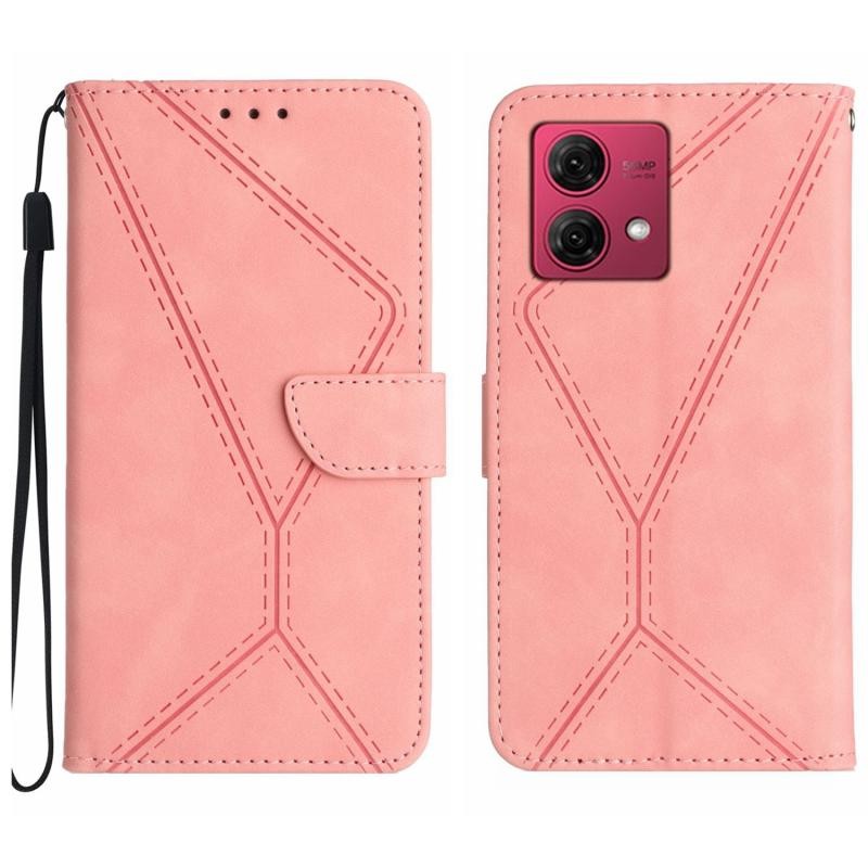 Motorola Edge 40 Neo Stitching Embossed Θήκη Πορτοφόλι Pink
