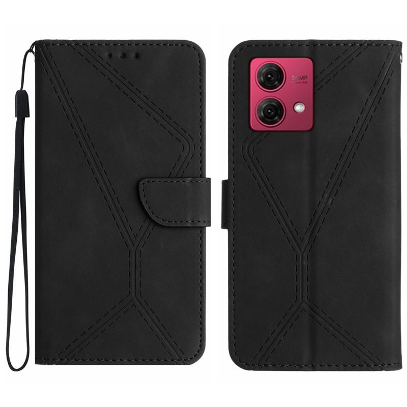 Motorola Edge 40 Neo Stitching Embossed Θήκη Πορτοφόλι Black