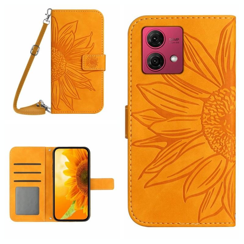 Motorola Edge 40 Neo Sun Flower Θήκη Πορτοφόλι με Λουράκι Yellow