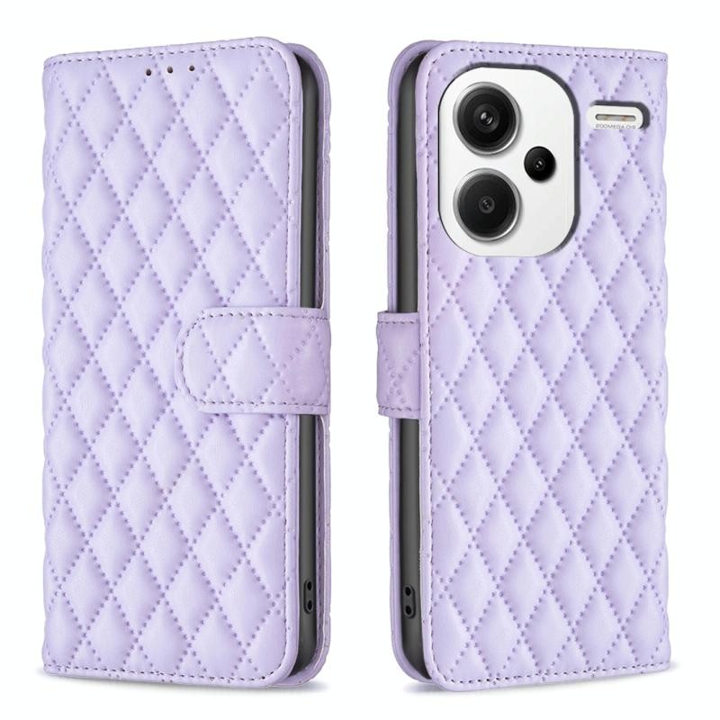Xiaomi Redmi Note 13 Pro Plus 5G Puff Rhombus Θήκη Πορτοφόλι Purple