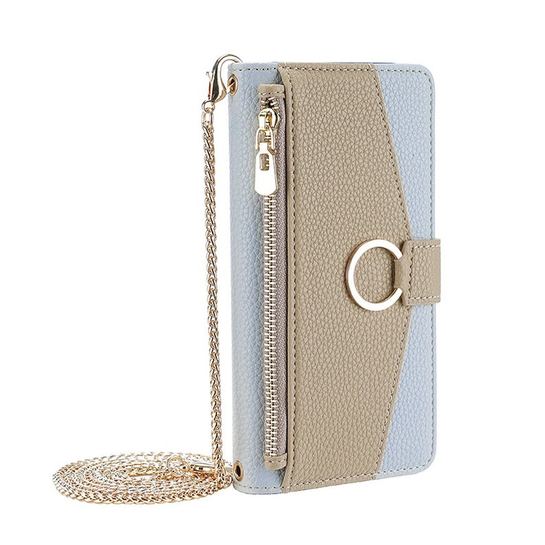 Motorola Edge 40 Neo Mirror Zipper Θήκη Πορτοφόλι Light Blue
