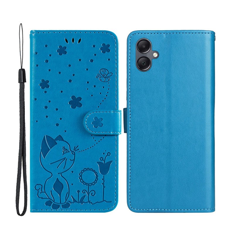 Samsung Galaxy A05 Cat and Bee Θήκη Πορτοφόλι Blue