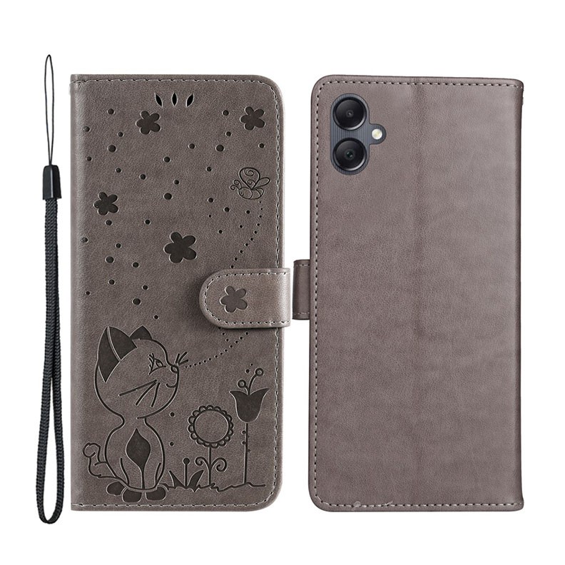 Samsung Galaxy A05 Cat and Bee Θήκη Πορτοφόλι Grey