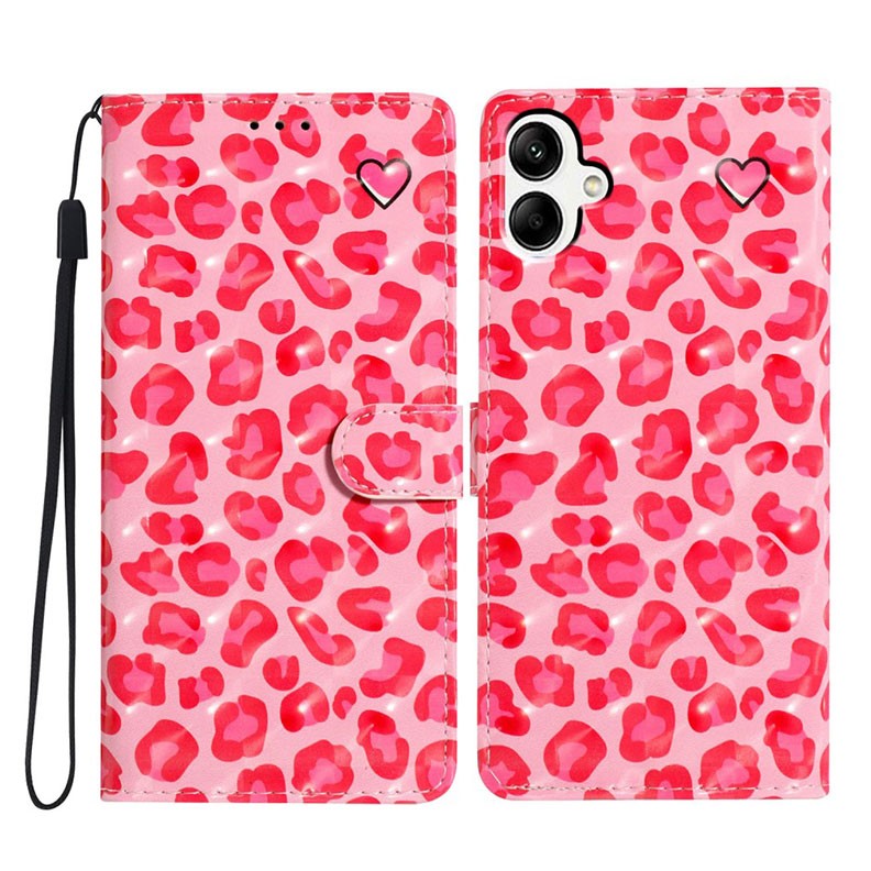 Samsung Galaxy A05 3D Painting Pattern Θήκη Πορτοφόλι Pink Leopard