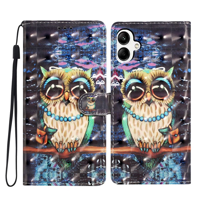Samsung Galaxy A05 3D Painting Pattern Θήκη Πορτοφόλι Owl