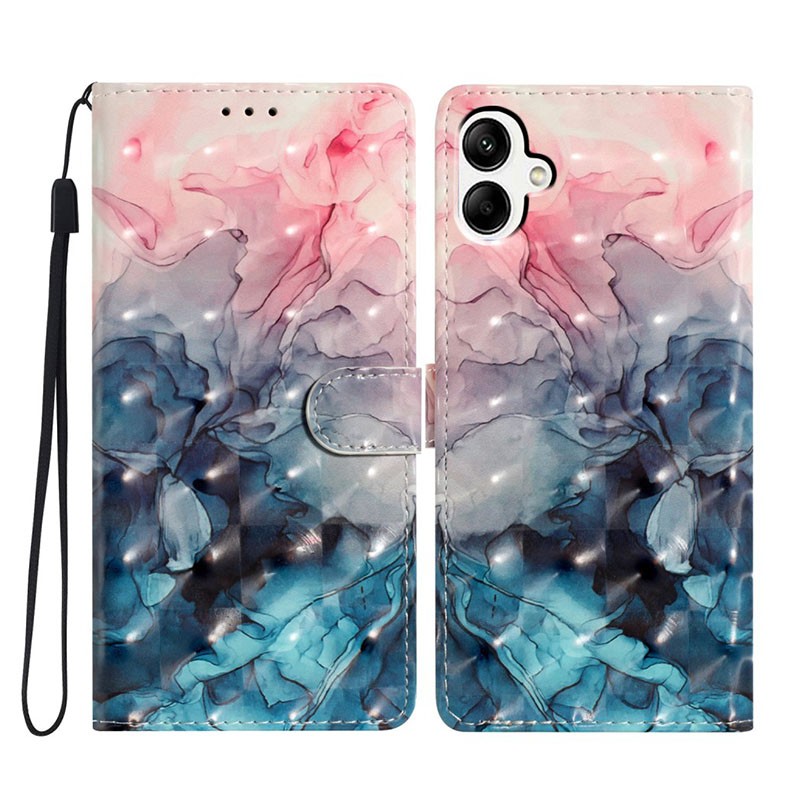 Samsung Galaxy A05 3D Painting Pattern Θήκη Πορτοφόλι Pink Blue Marble