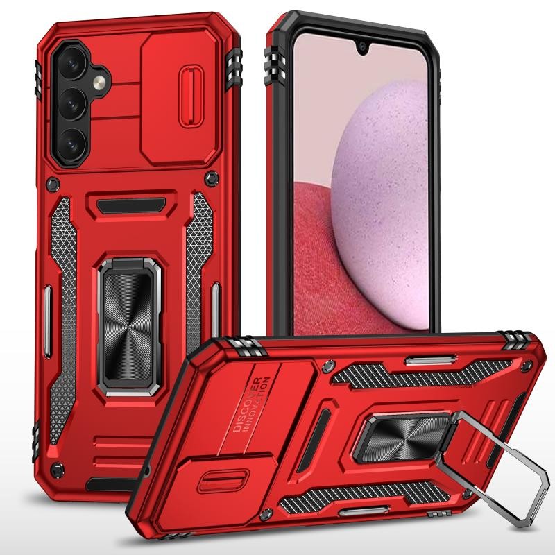Samsung Galaxy A05s Armor Sliding Camera Σκληρή Θήκη με Δαχτυλίδι Red