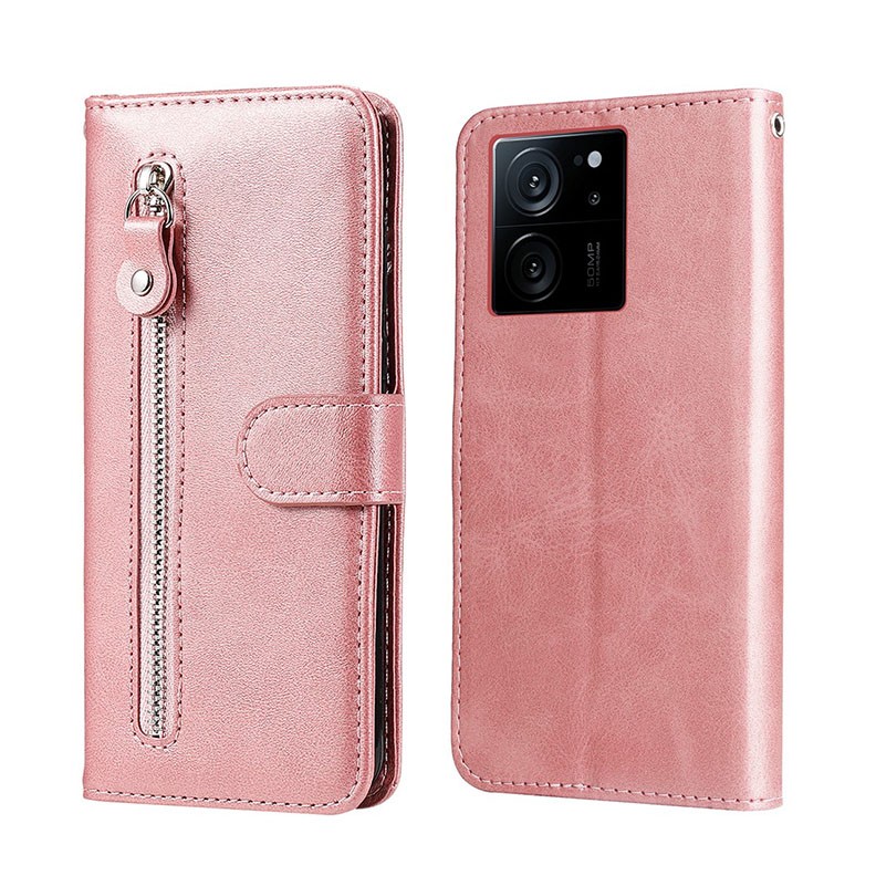 Xiaomi 13T / 13T Pro Zipper Θήκη Πορτοφόλι Pink