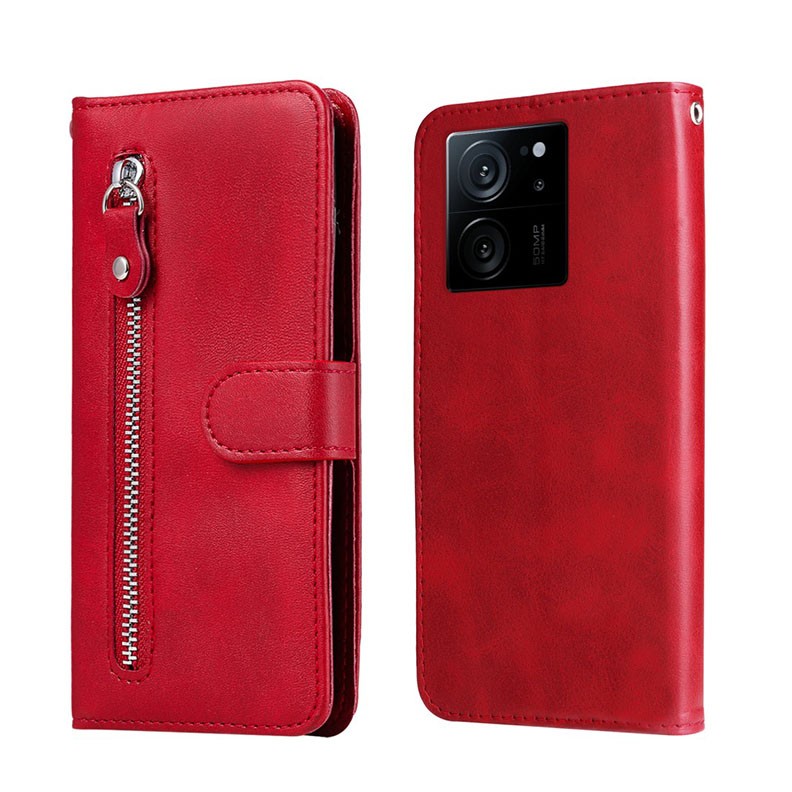 Xiaomi 13T / 13T Pro Zipper Θήκη Πορτοφόλι Red