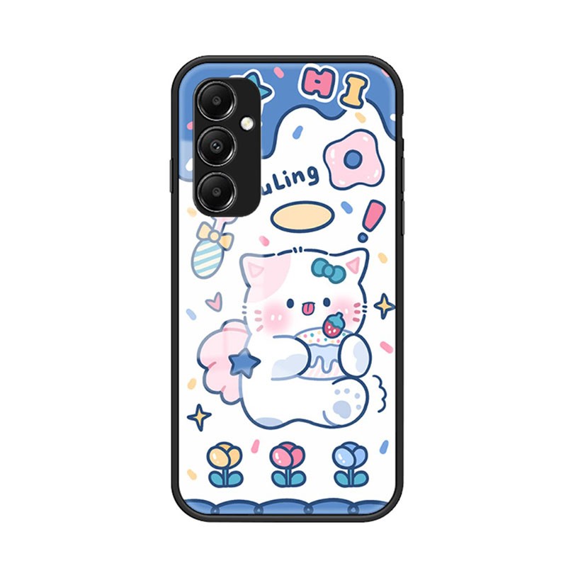 Samsung Galaxy A05s Painted Θήκη Σιλικόνης με Τζάμι Angel Cat