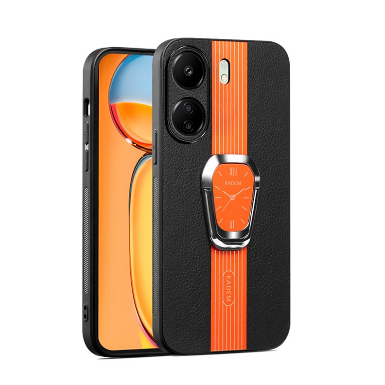 Xiaomi Redmi 13C/Poco C65 KADEM Ring Kickstand Σκληρή Θήκη με Δαχτυλίδι Orange